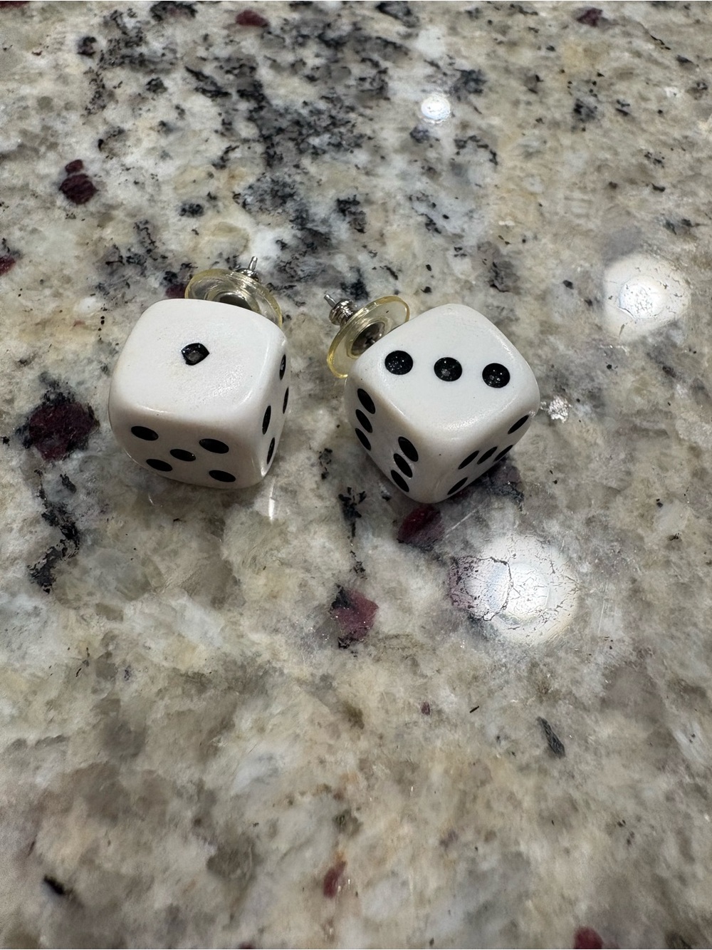 Handmade dice stud earrings GUC some minor corner wear